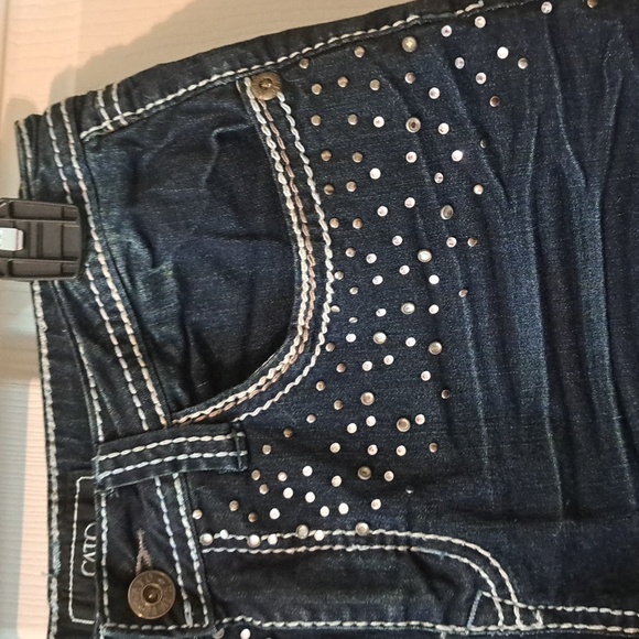 Cato Blue Jean Shorts with Cuffed Hems and Distressed Details - Picture 4 of 4